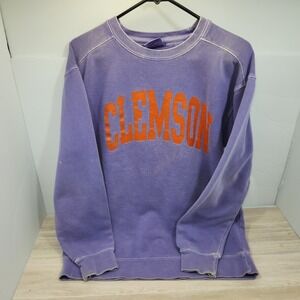 Heather Purple Distressed Clemson Sweatshirt By Comfort Colors Size M‎ Unisex
